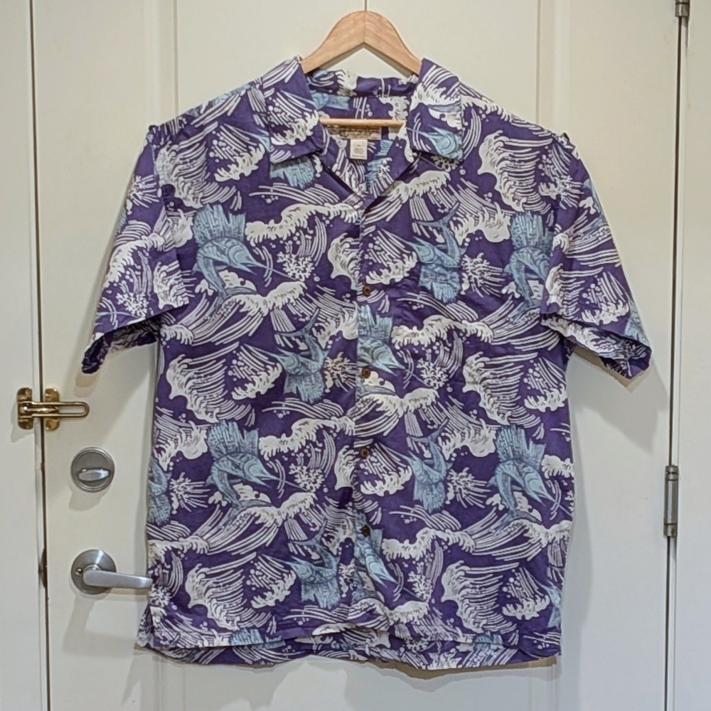 EUC Patagonia Pataloha XXL Organic Cotton Fish Print Hawaiian Shirt